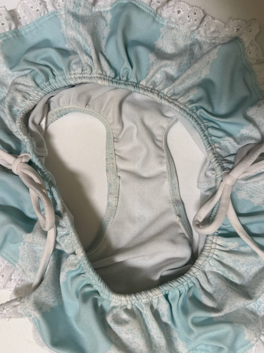 Well Dressed Wolf 2T Bikini Set Robin Egg Blue & Antique White Trim & Ties Girls